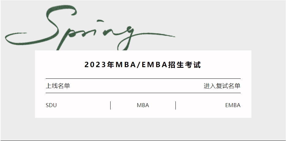 山东大学2023年MBA/EMBA招生考试上线名单及进入复试名单公示(图1)